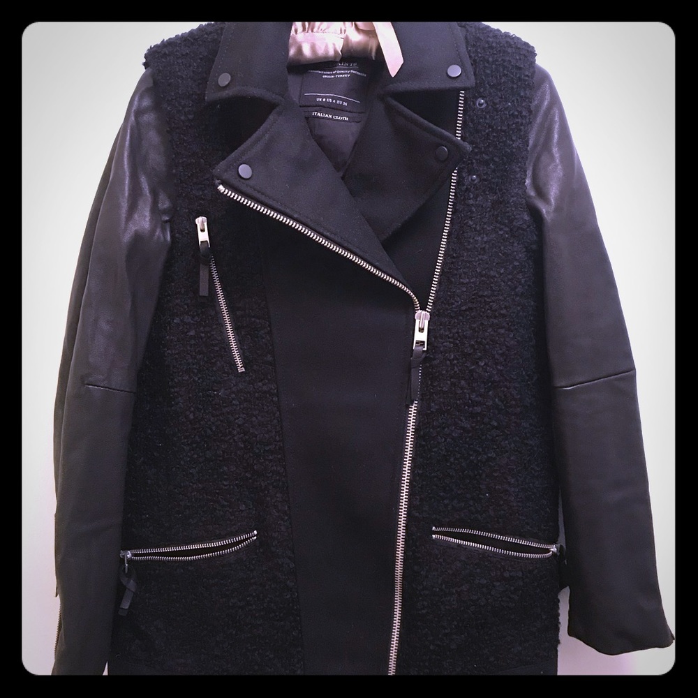 All Saints Wool and Leather Coat/Jacket